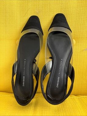 ZARA Black Clear Slingback Pumps - ZARA BASIC COLLECTION